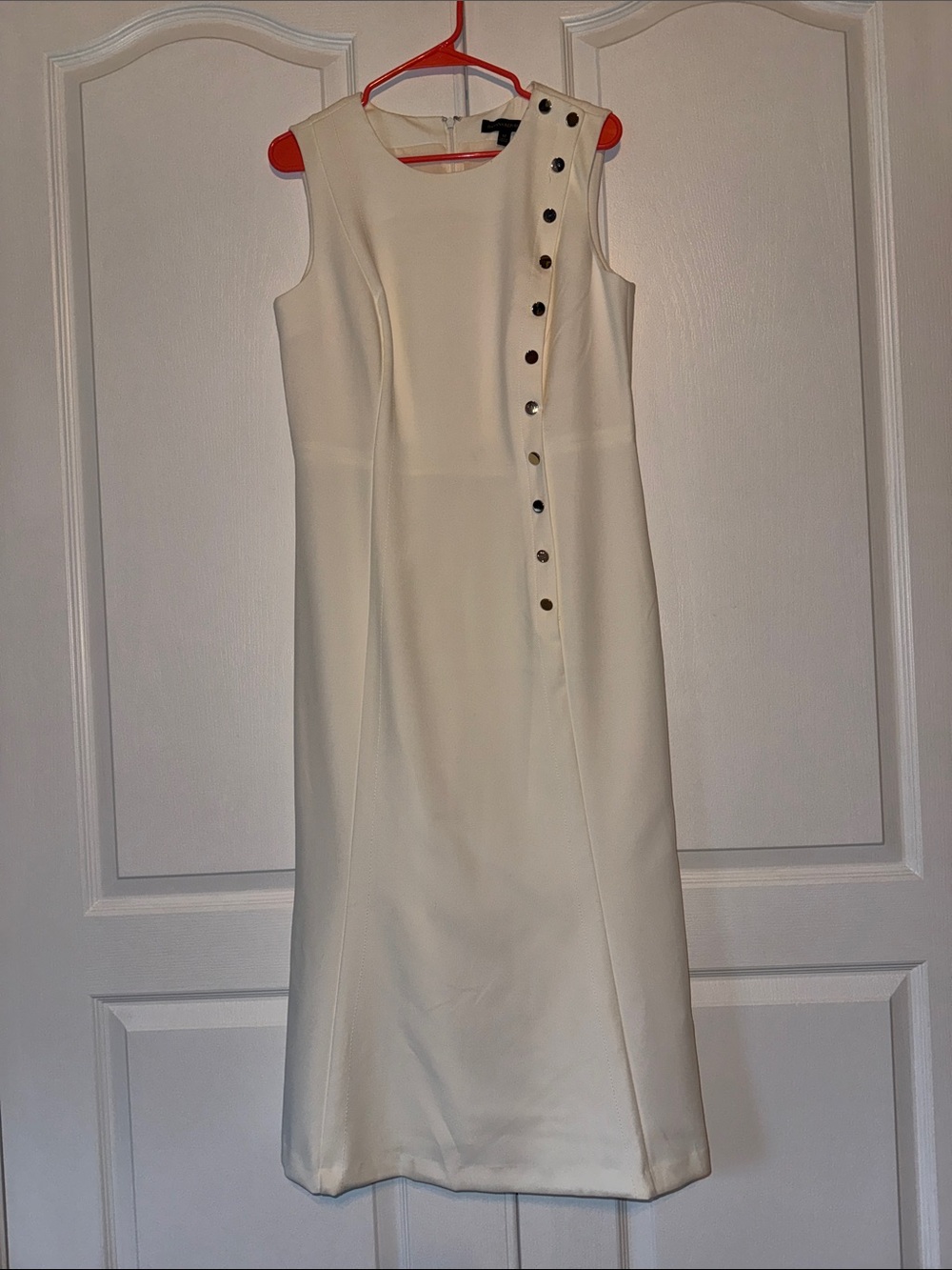 Banana Republic Ivory Sleeveless Button-Detail Dress